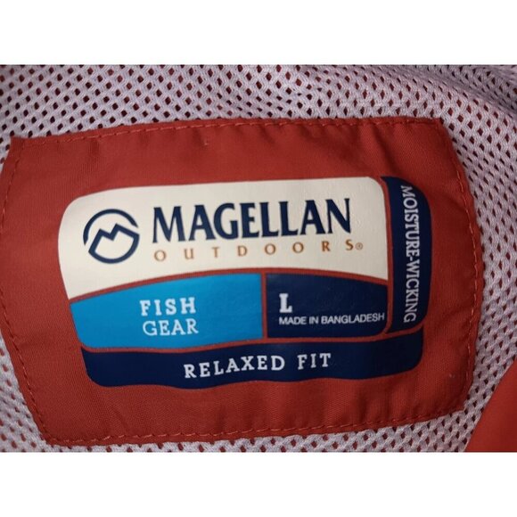 Magellan Outdoors Women Shirt Orange Relaxed Fit Button Up Fish Gear Workwear L - Picture 6 of 12